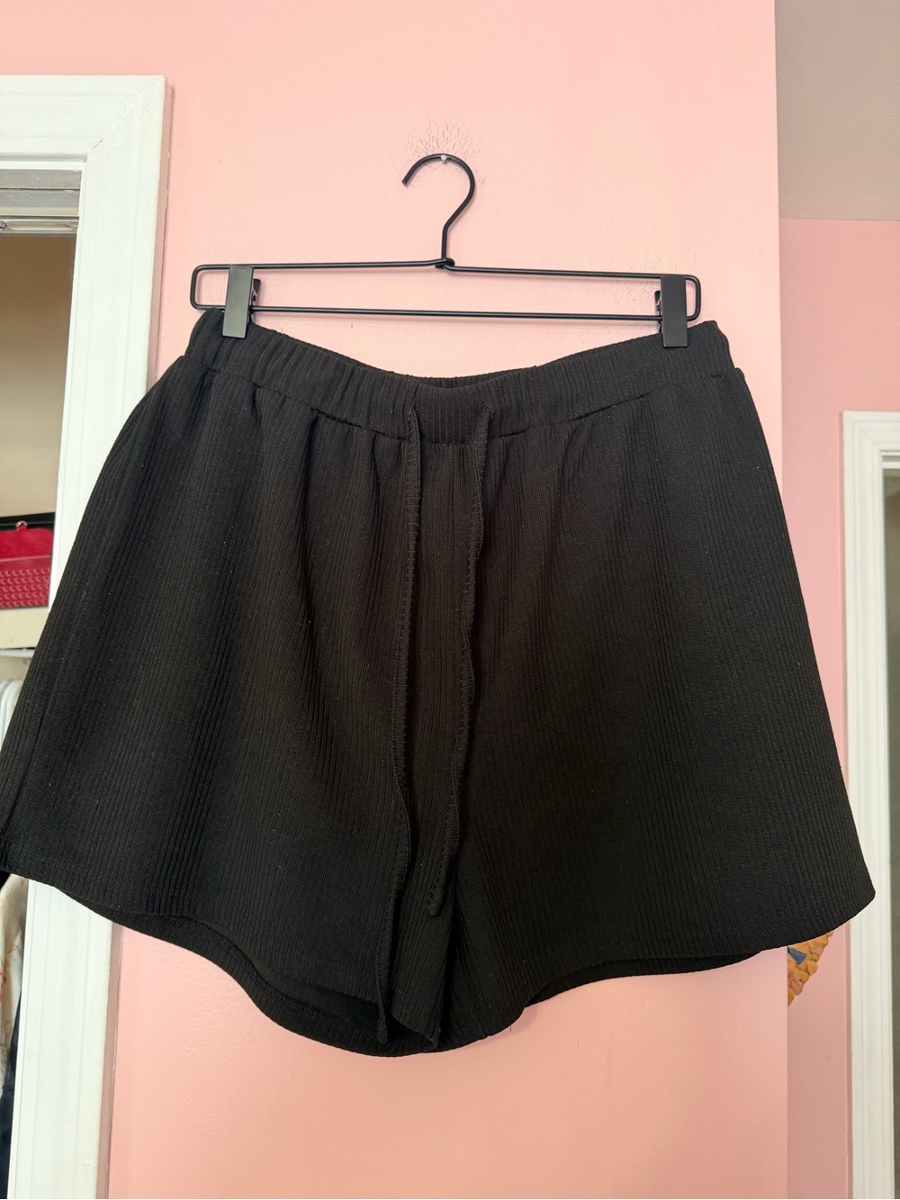 Cider Black Ribbed Athletic Lounge Shorts